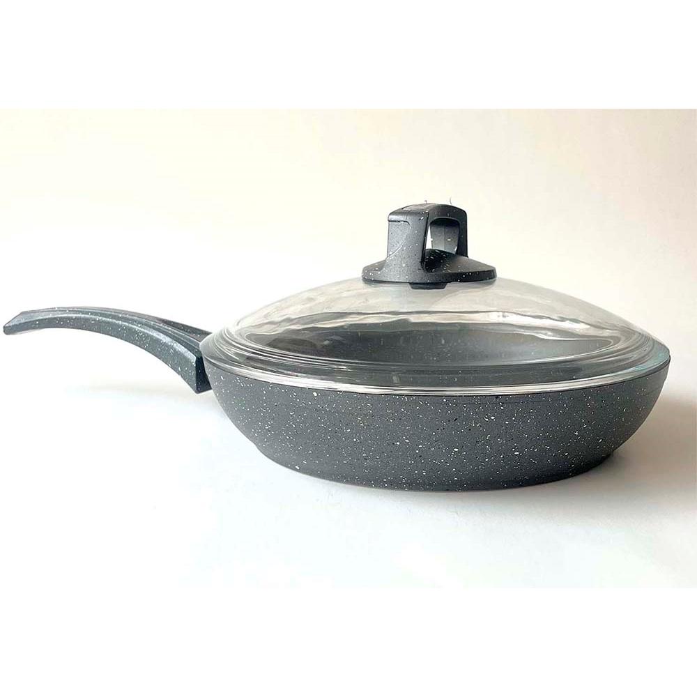Sarten Bonera Vogue 26 cm Granito Gris Con Tapa de Vidrio