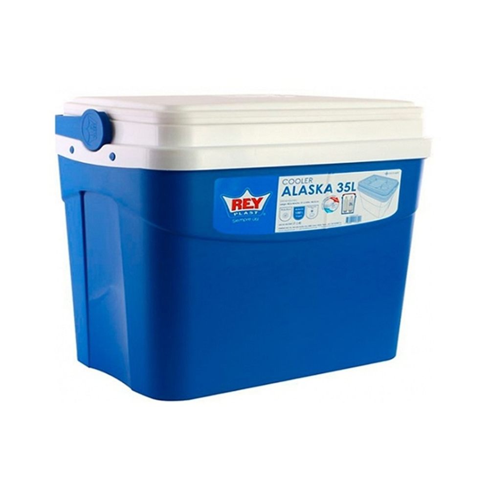 Cooler Rey Alaska 35 LT Color Azul Con Tapa Blanca
