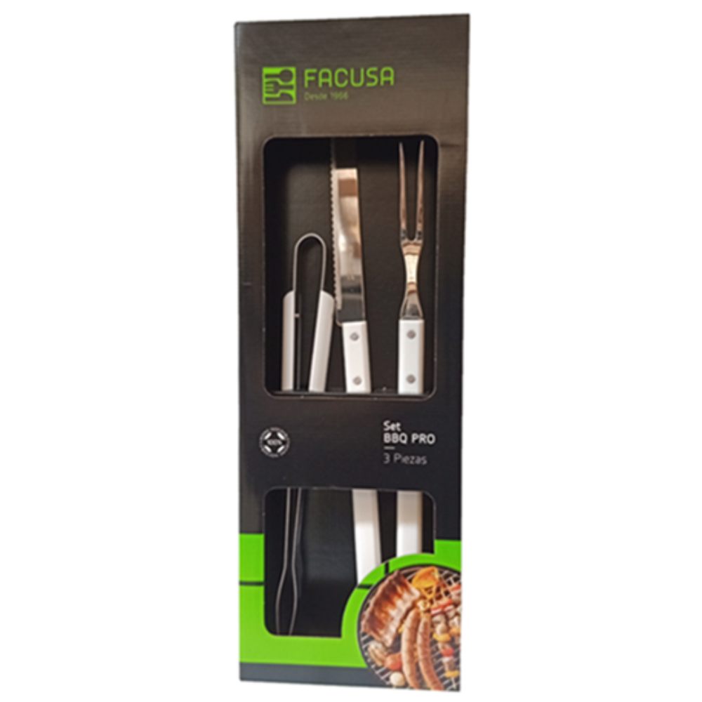Set 3 Utensilios BBQ Facusa Profesional Premium 