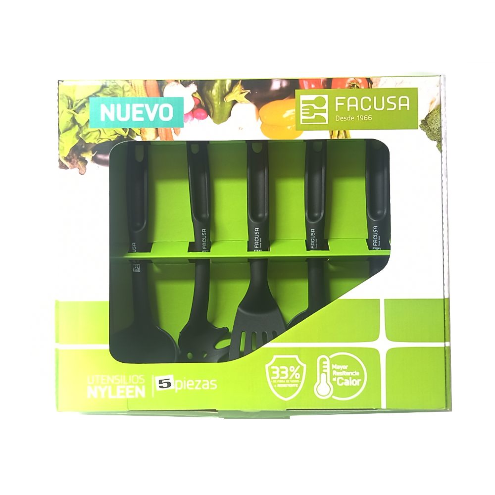 Utensilios De Cocina Facusa Nyleen 05 Piezas Negro Nylon
