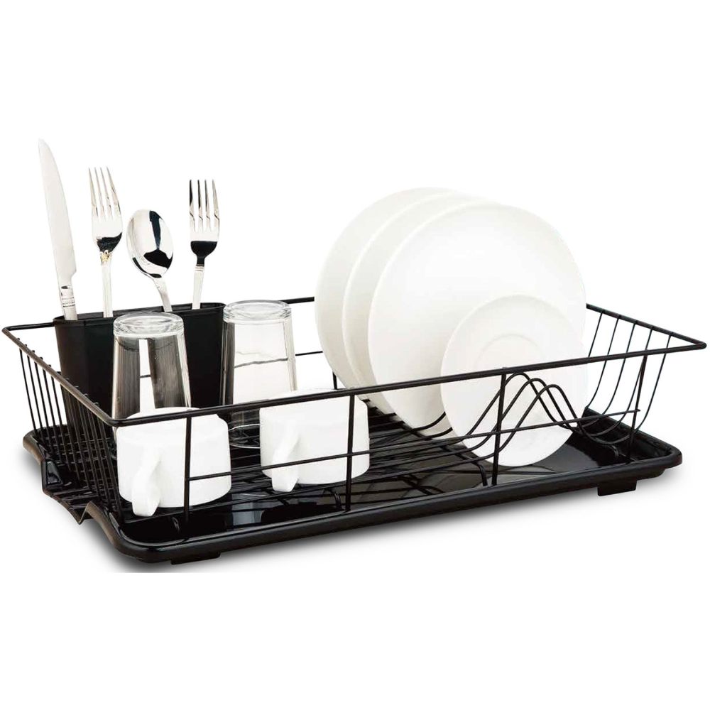 Escurridor De Platos Record Arezzo Hierro Cromado en Negro