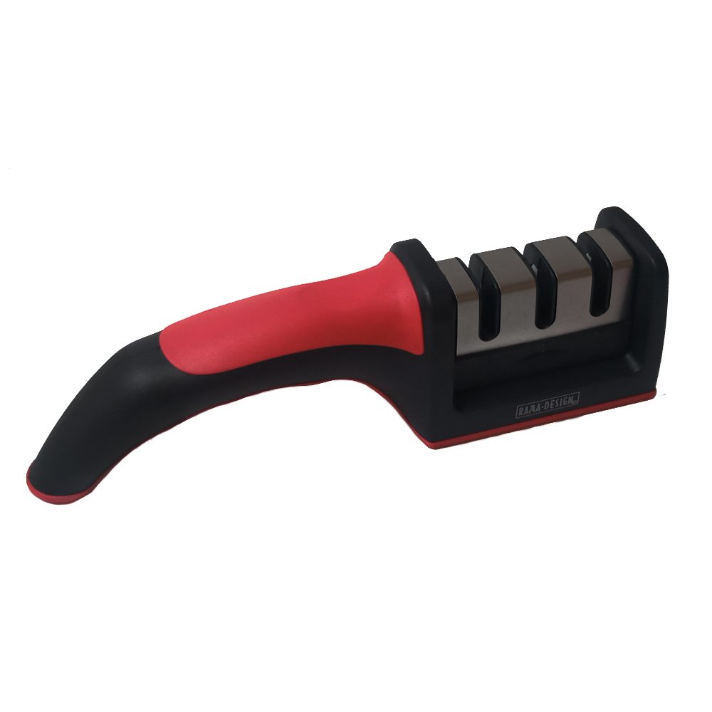 Afilador De Cuchillo Rama Design 3 Niveles Rojo Negro