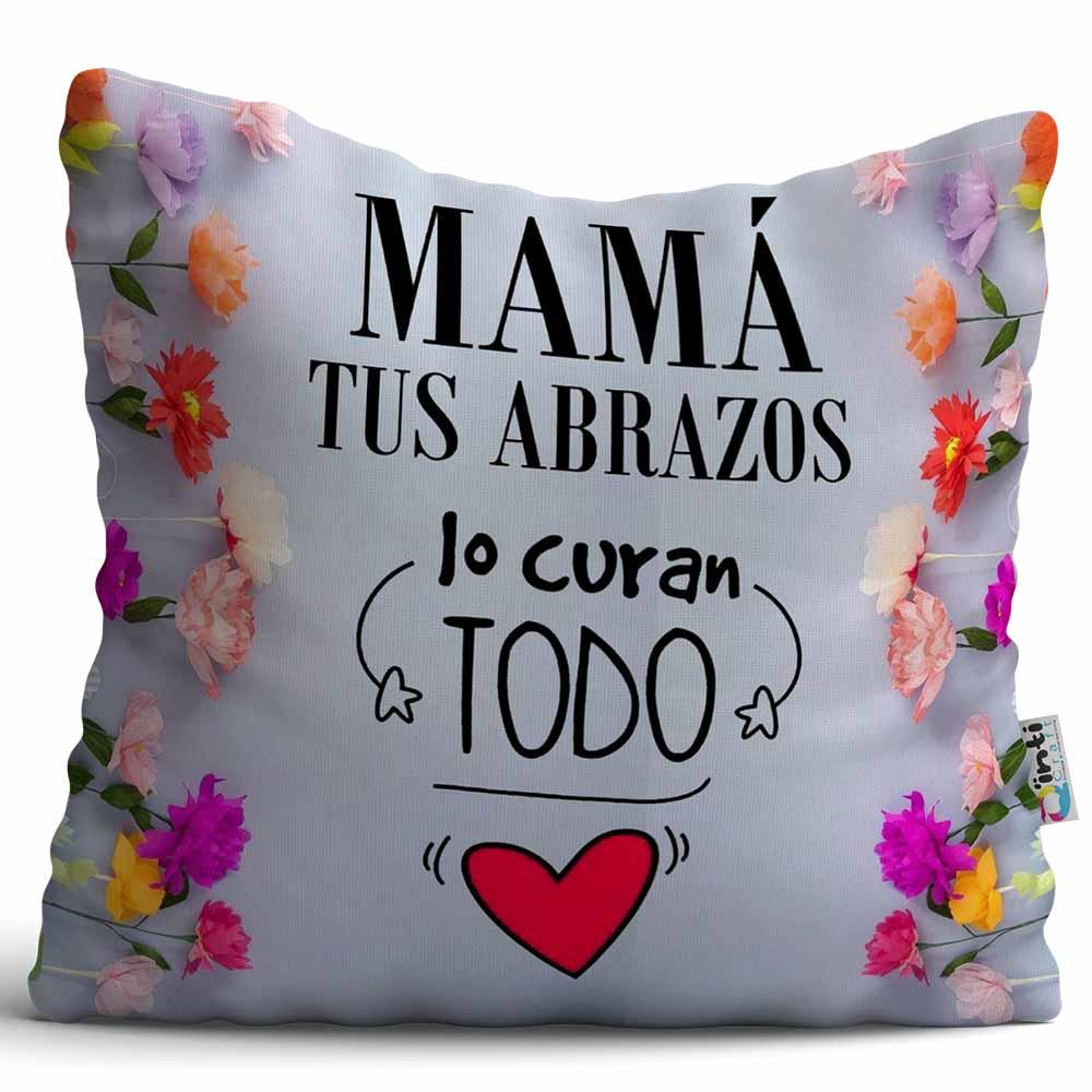 Cojín De Tela Estampado Qinti Abrazos de Mamá 35x05x25cm