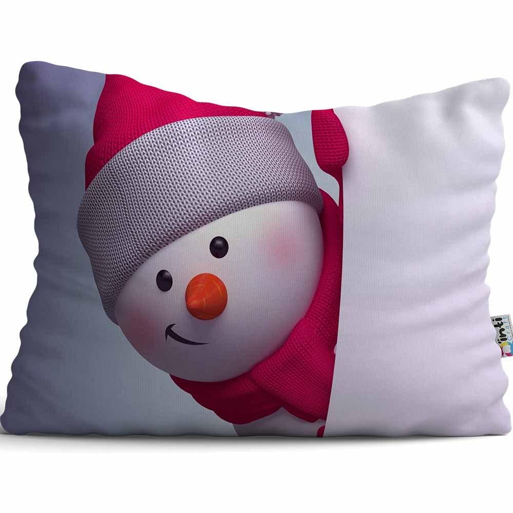 Cojín De Tela Estampado Qinti Muñeco de Nieve 35x05x25cm