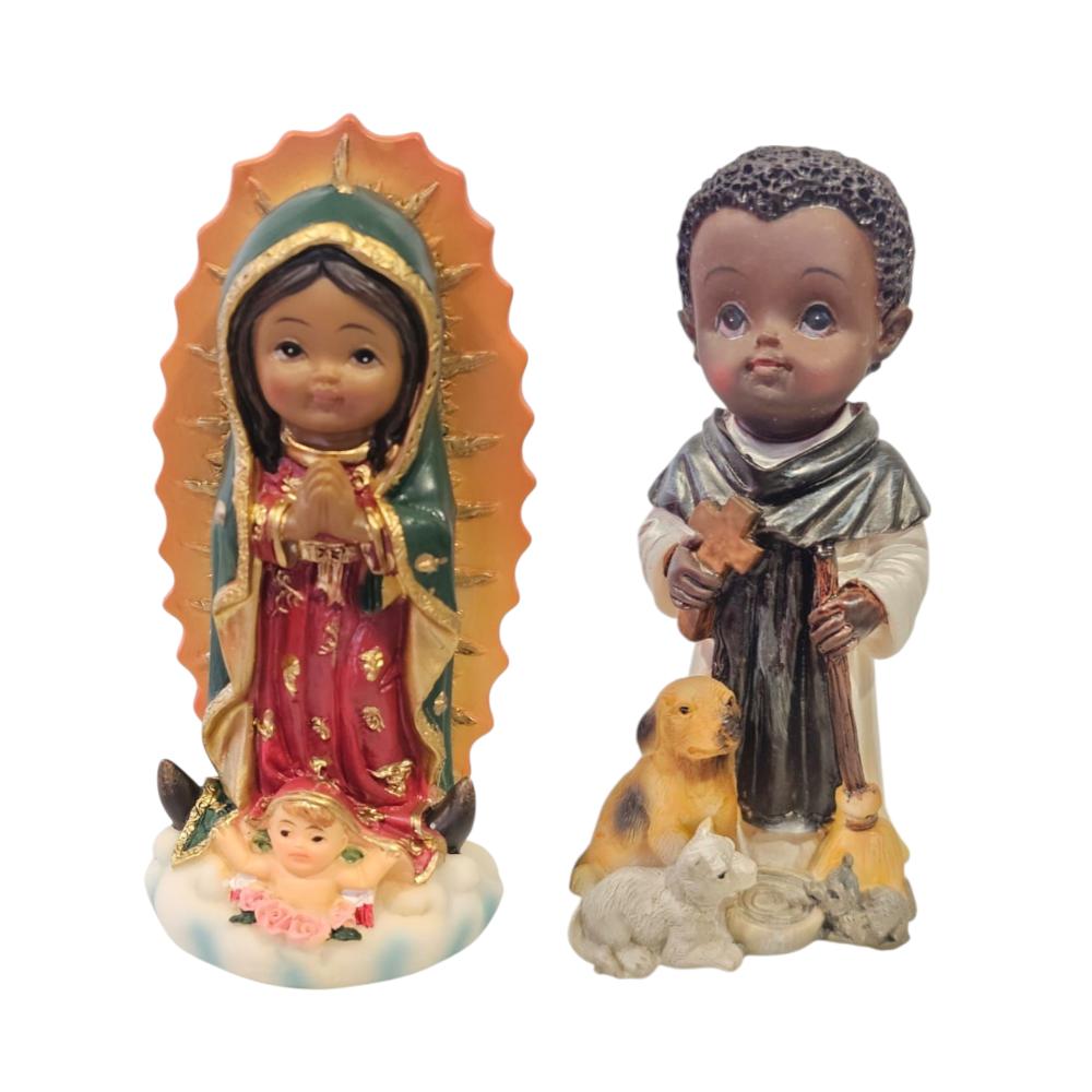 Adorno Religioso Pack x 2 Virgen de Guadalupe + San Martín de Porres Tamaño 2 